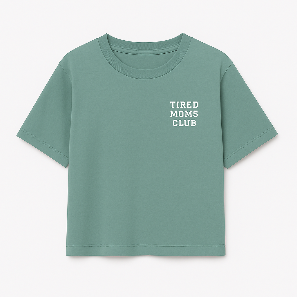 Playera Crop Básica Tired Moms Club Mujer Azul Marino